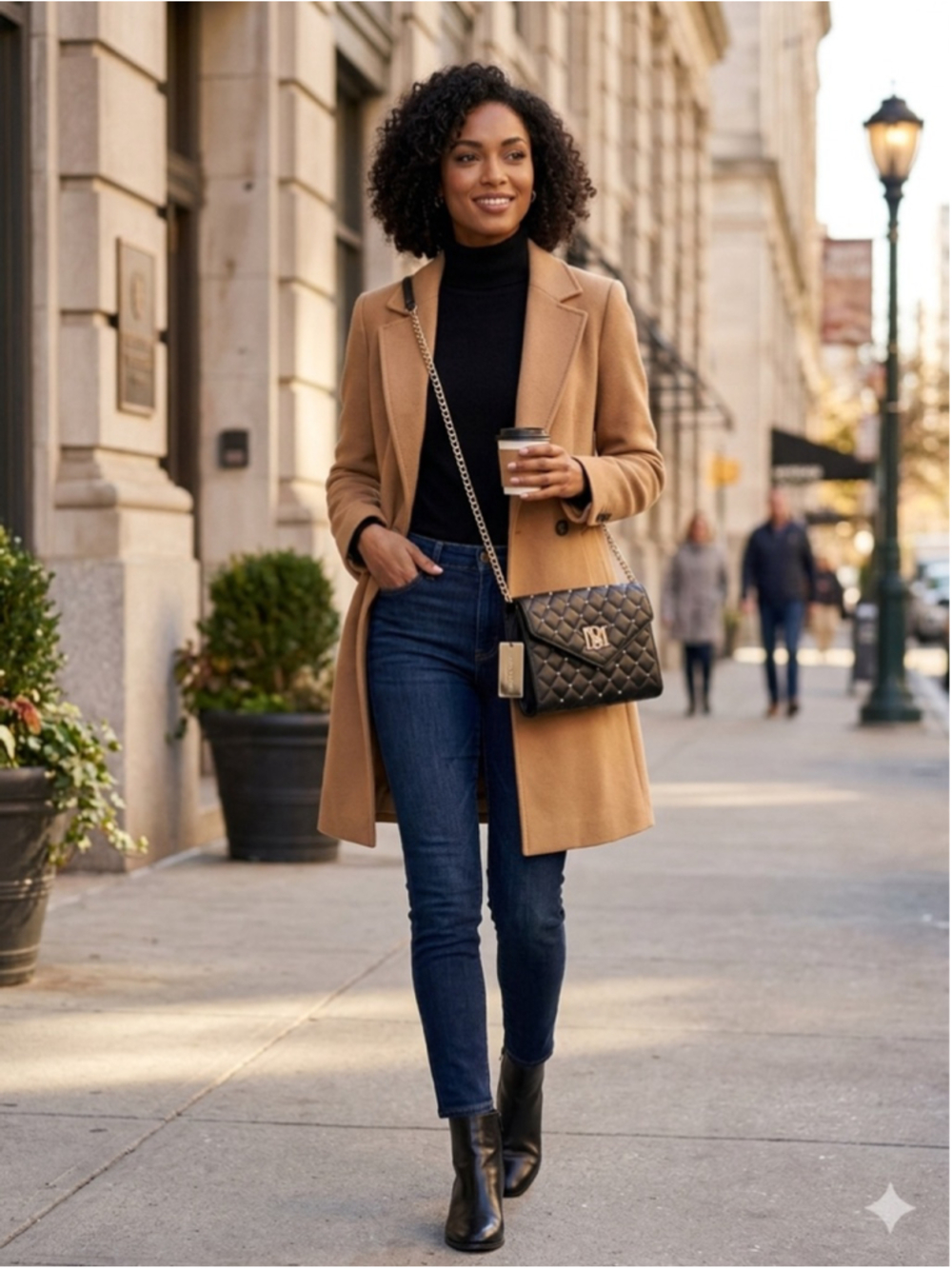 Badgley Mischka Black Quilted Crossbody Bag with Gold Studs